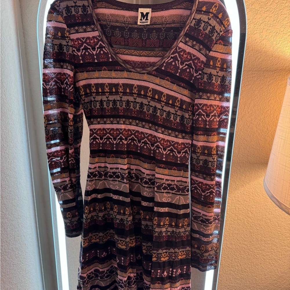 Missoni Vibrant Patterned Long Sleeve Dress